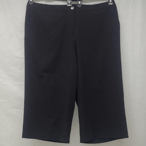 Worthington Black Culottes  Stretchy Wide Leg Cropped Palazzo Pants 22W Pockets - Picture 2 of 16